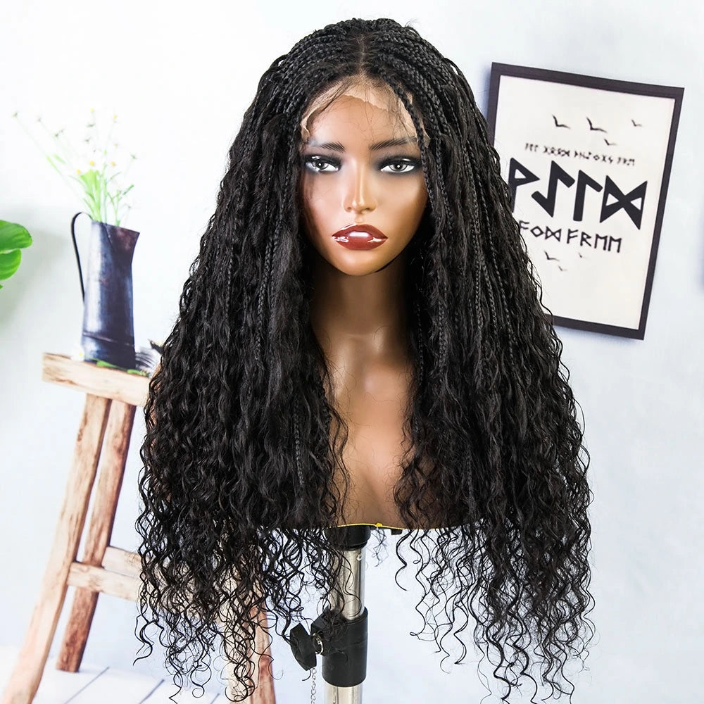 20 Inch 200% Density Human Hair Braided 6x5 Lace Closure Wig