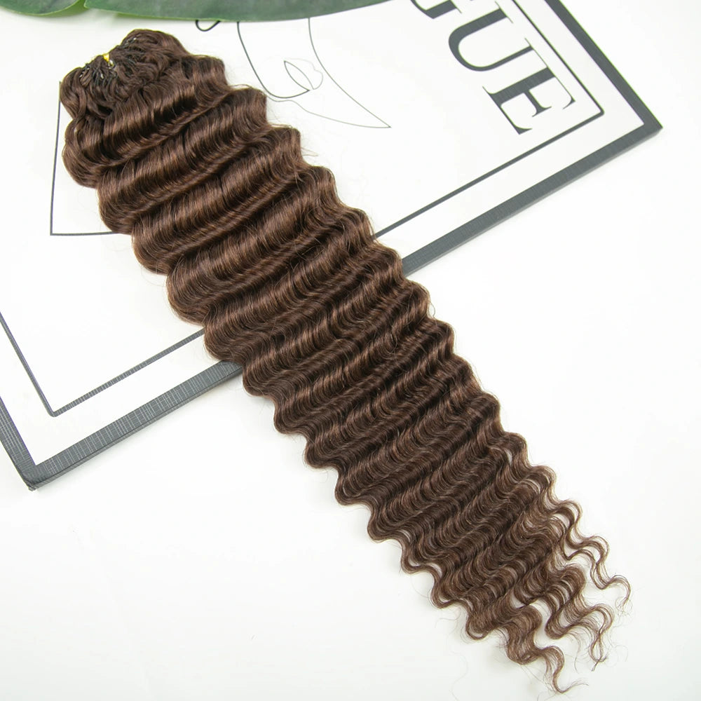 #4 Medium Brown Human Crochet Hair Deep Wave