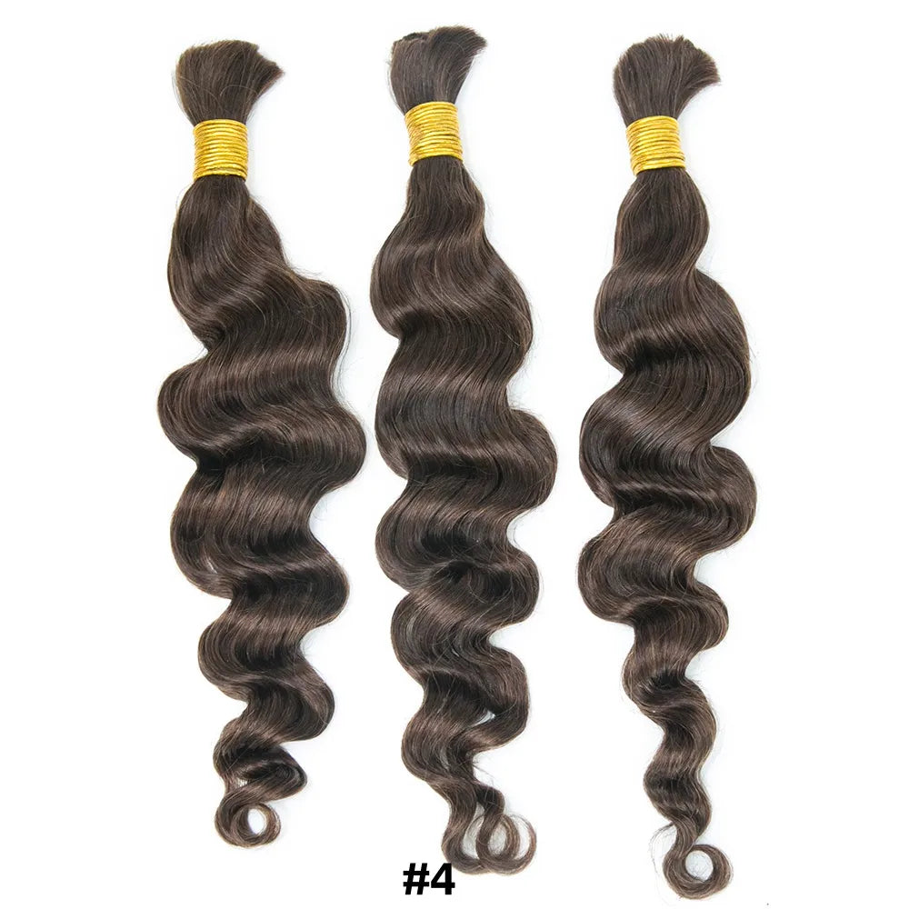 #4 bulk human braiding hair loose wave