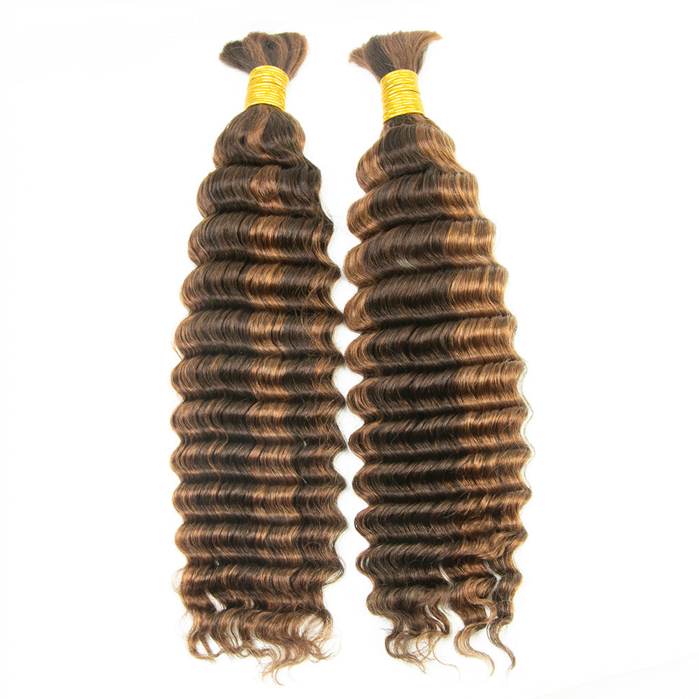 #4/30 bulk human braiding hair deep wave