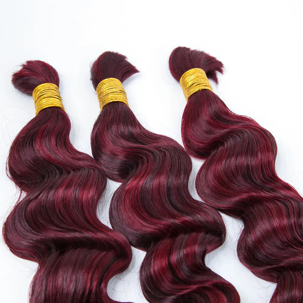 #99J/Burgundy Mix Color Blend Bulk Human Braiding Hair