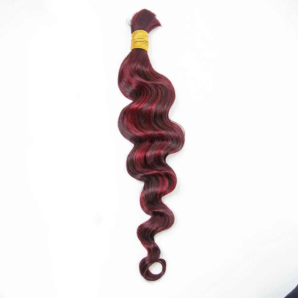 #99J/Burgundy Mix Color Blend Bulk Human Braiding Hair