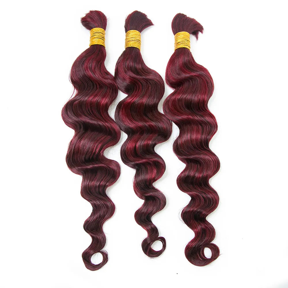 #99J/Burgundy Mix Color Blend Bulk Human Braiding Hair