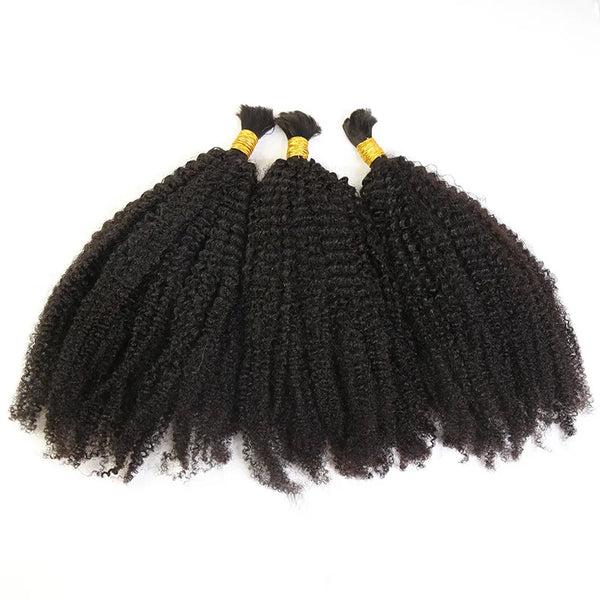Human Hair Natural Black Afro Kinky Curly Bulk Hair Extensions for Braiding  - GitHair
