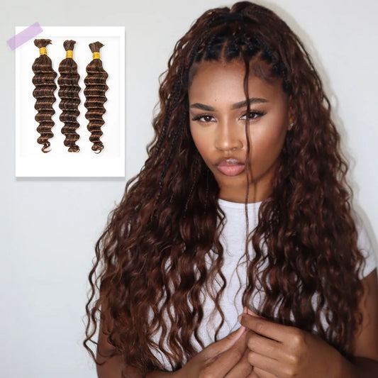 #4/#30 Mix Color Blend Loose Deep Wave Bulk Human Braiding Hair