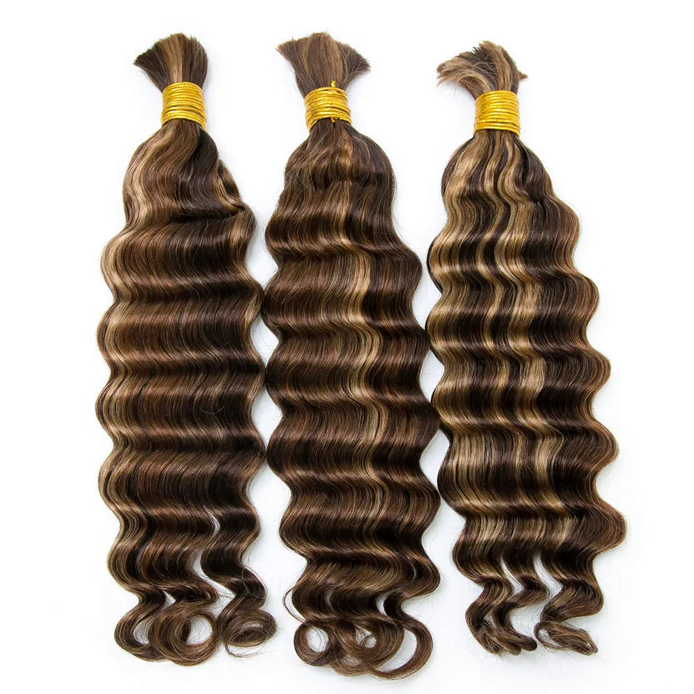 Color 4 27 30 Mix Color  Blend Loose Deep Wave Bulk Human Braiding Hair