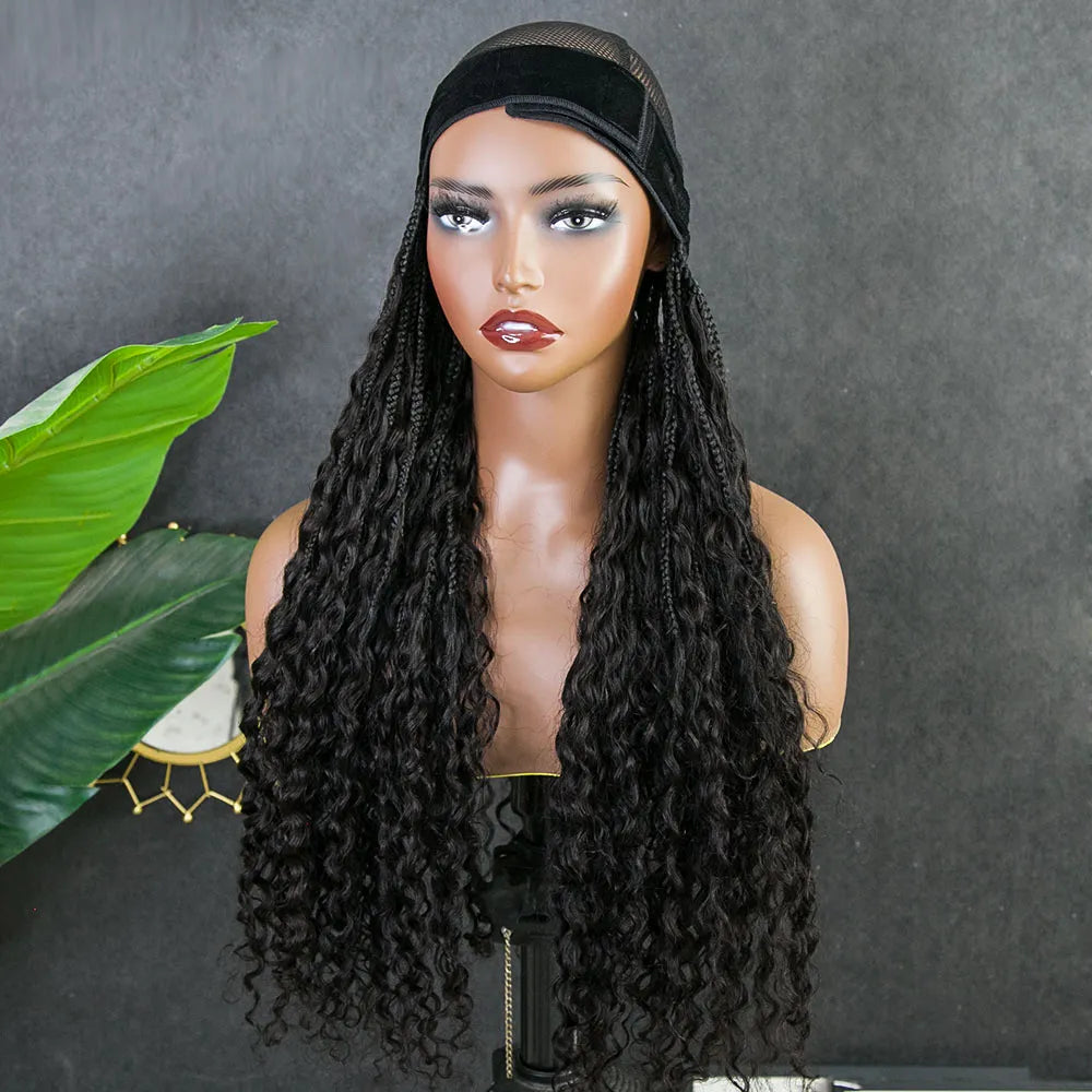 💥Flash Sale | Grab & Go Braids Band Wig Boho Style with Human Hair Curls