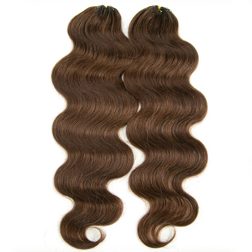 Human Crochet Hair #4 Medium Brown Body Wave for Woman