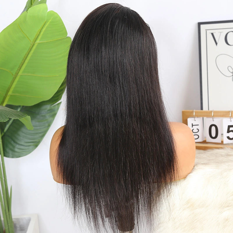 Natural Color 16 Inch 150% Density Straight 360x6 Lace Front Wig for Sale Y031006