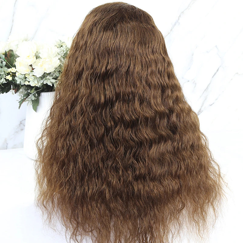 24 inches 120% density Color #4 Medium Brown Natural Wave Full Lace Wig for Sale Y241108