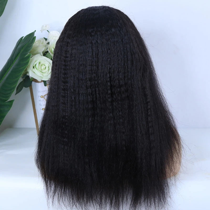 Natural Color 16 Inch 150% Density Kinky Straight Left Part U Part Wig for Sale Y231116