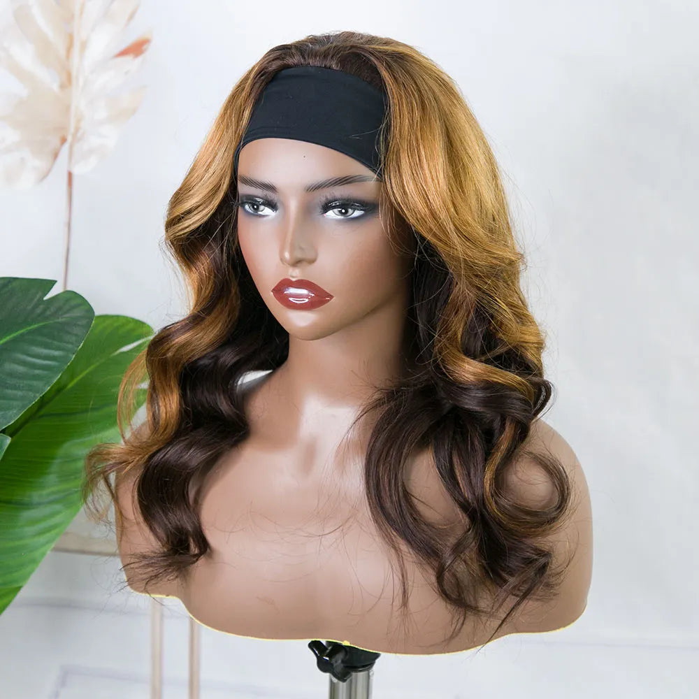 18 Inch 150% Density Custom Colored Body Wave Headband Wig for Sale Y041204