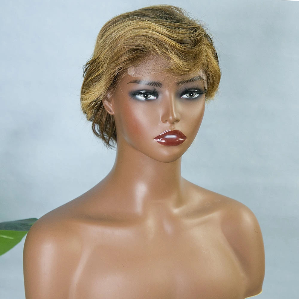 8 Inch 120% Density Pixie Cut 5x5 Lace Closure Wig for Sale Y241216