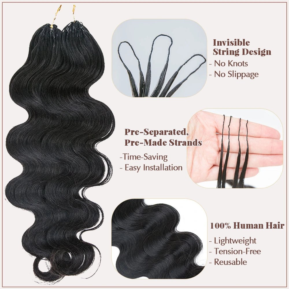 Knotless Pre-Separated Crochet Hair Extensions Human Hair for Woman