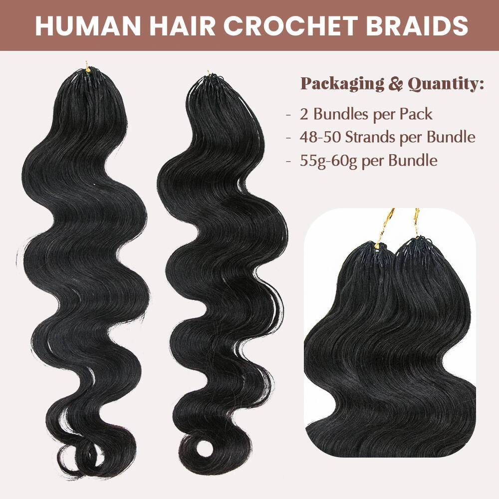 Knotless Pre-Separated Crochet Hair Extensions Human Hair