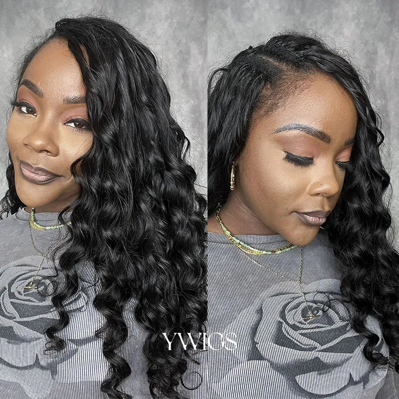 Knotless Pre-Separated Crochet Hair Extensions Human Hair Loose Deep Wave