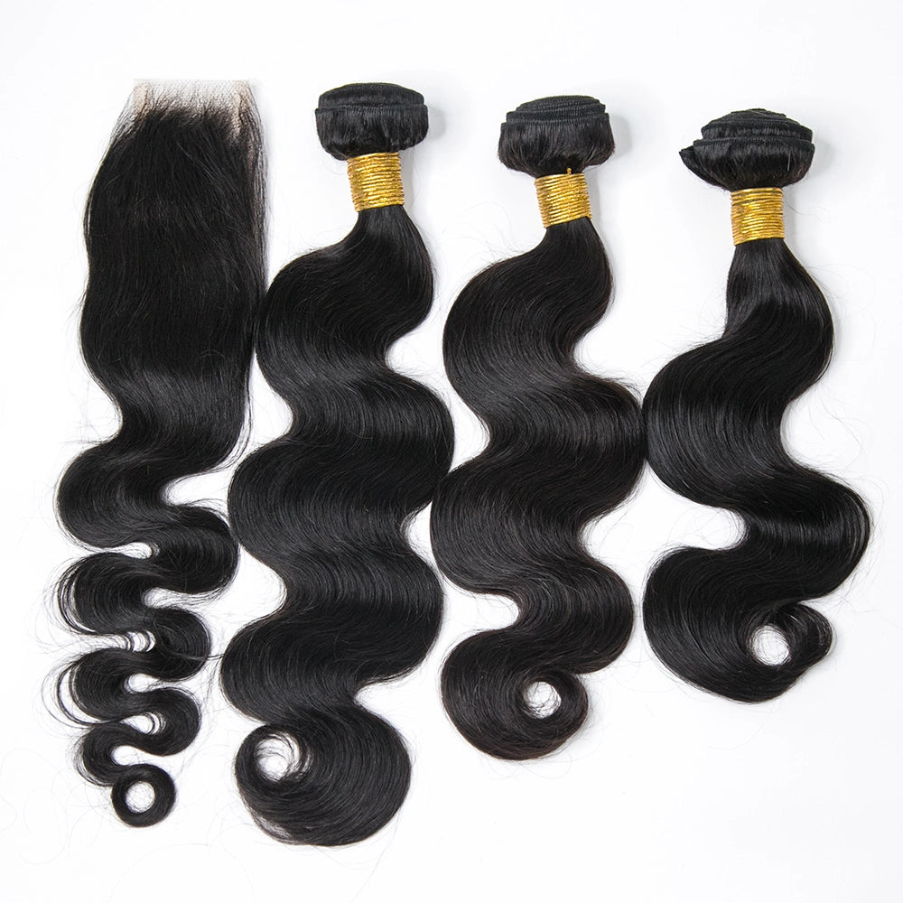 Natural Color Body Wave Burmese Hair Double Drawn Weft Bundles