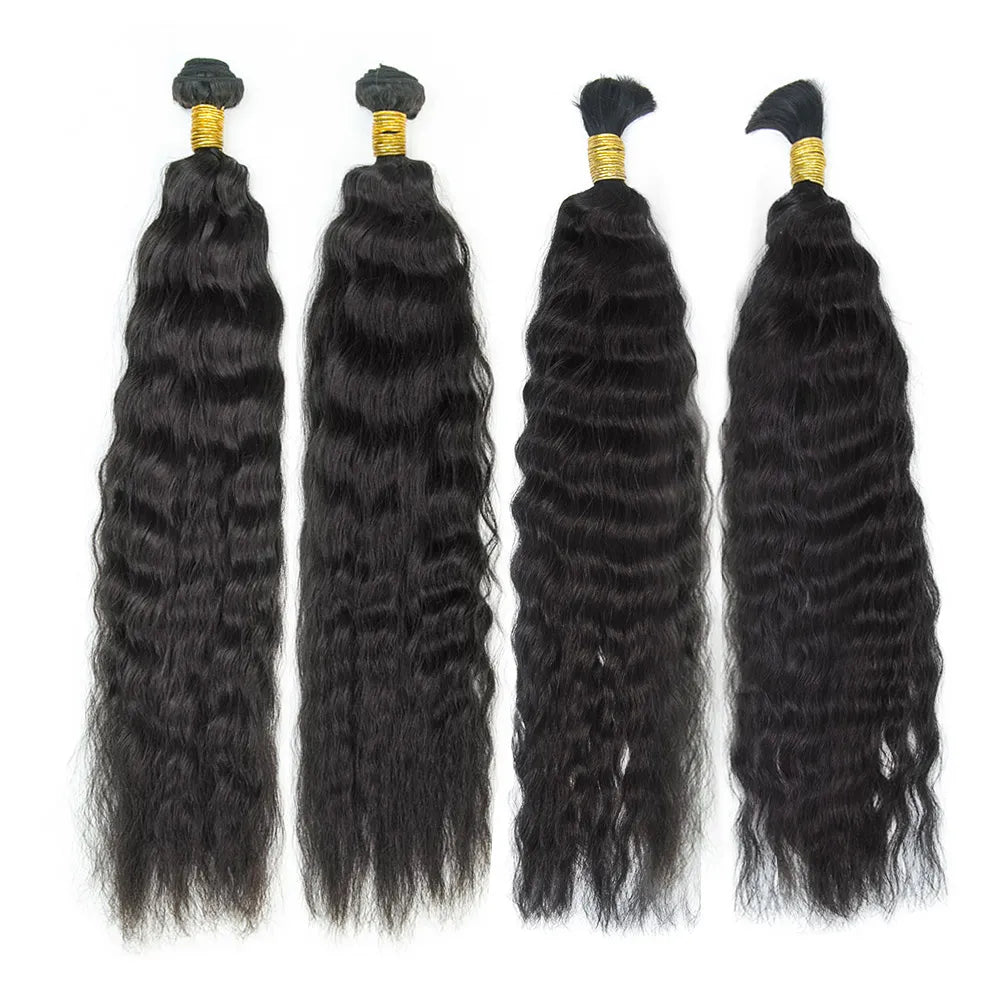 Half Braids Half Sew-In Combo Deal Wet and Wavy Natural Color
