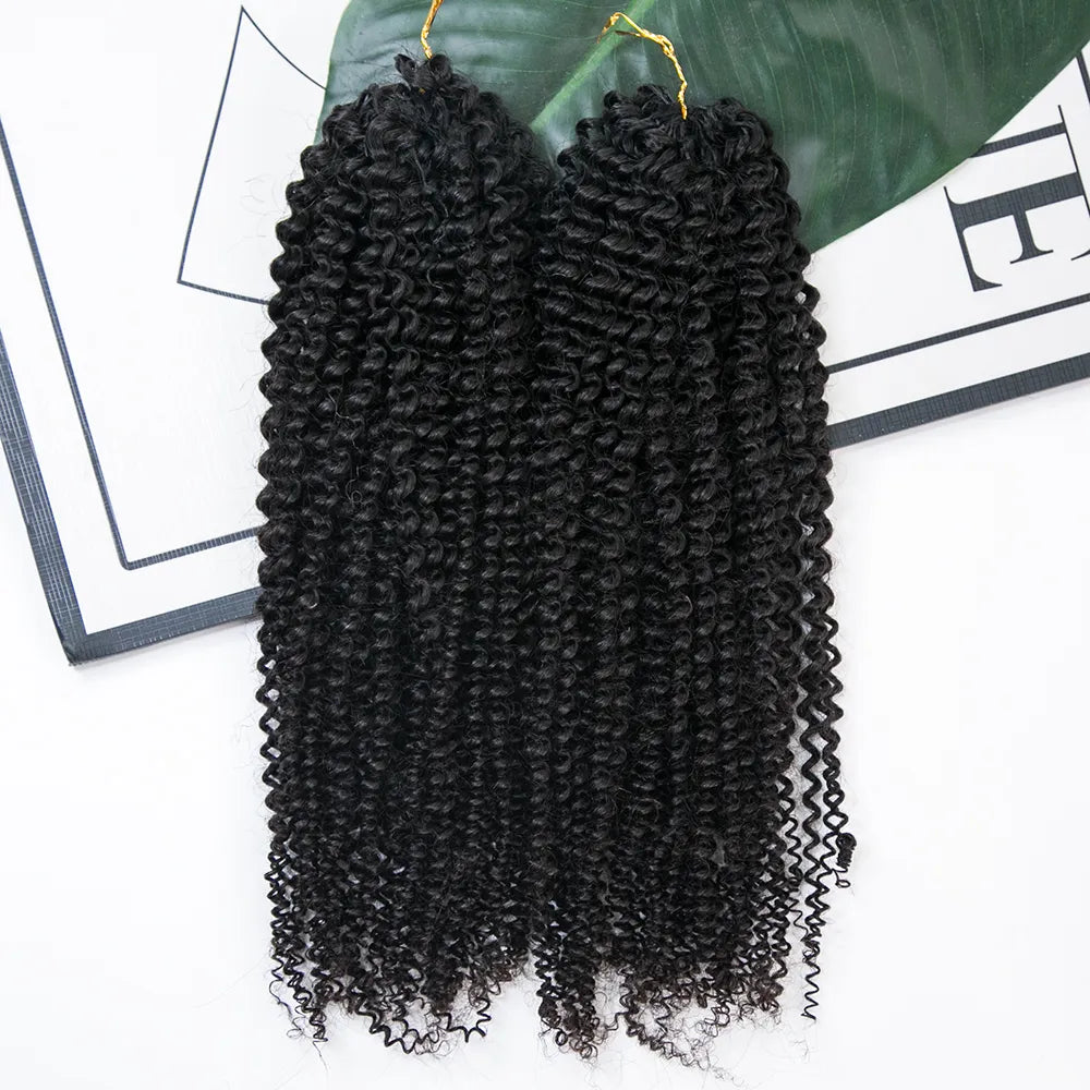 Knotless Pre-Separated Crochet Hair Extensions Human Hair Afro Kinky Curly  (2 Bundles Per Pack)