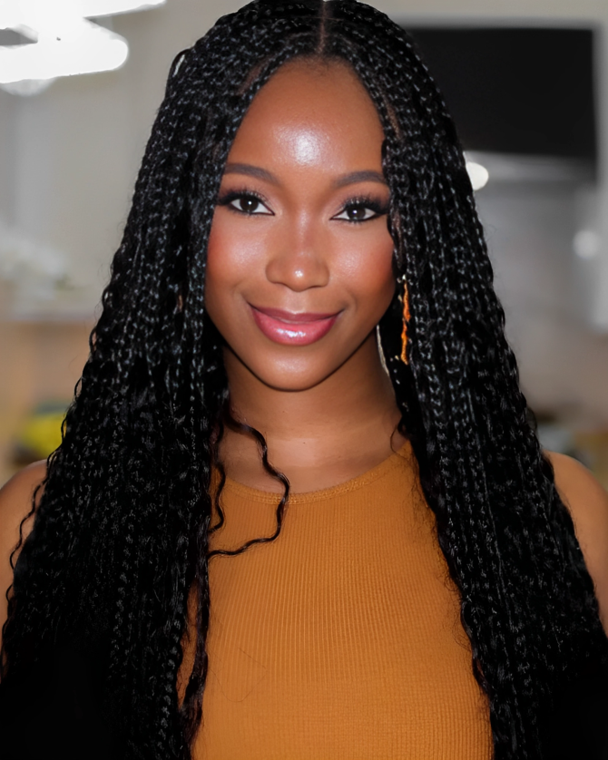 bohemian knotless braids natural hair