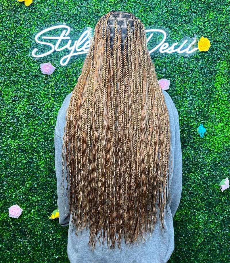 box braids with curly hair