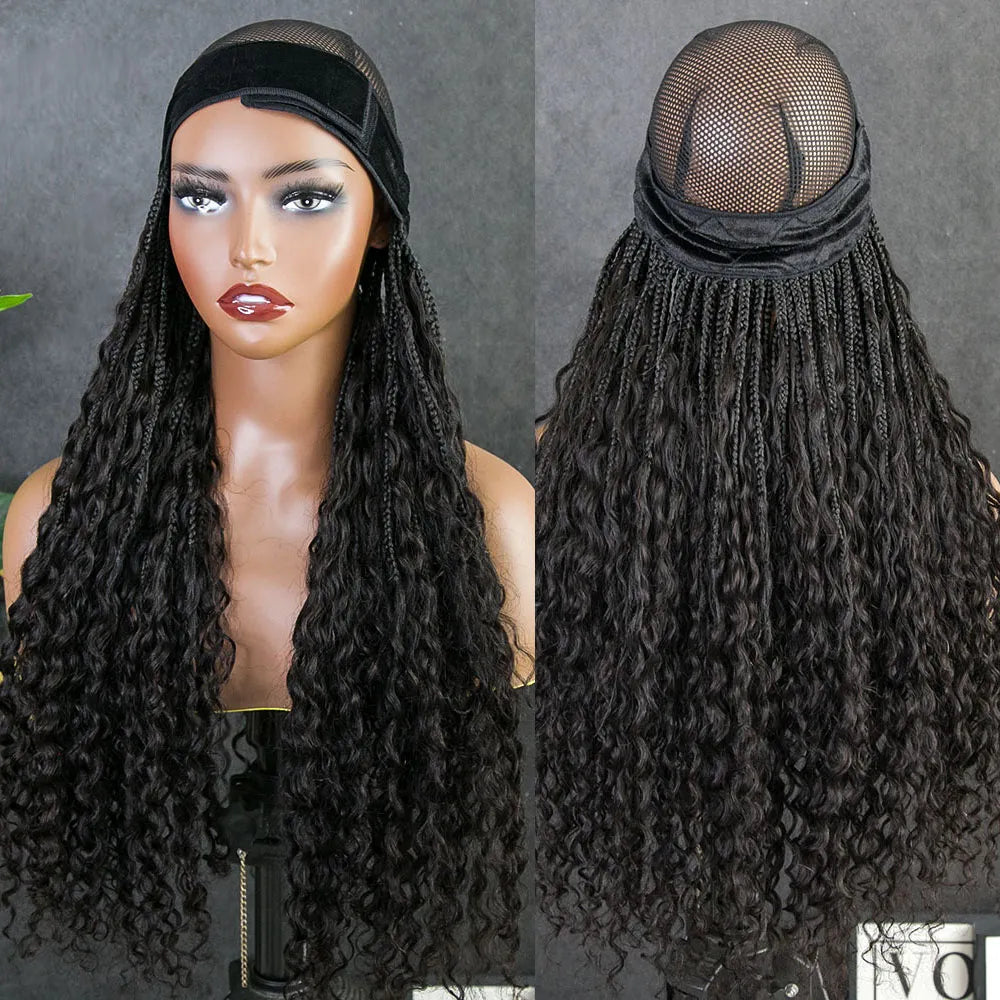 💥Flash Sale | Grab & Go Braids Band Wig Boho Style with Human Hair Curls