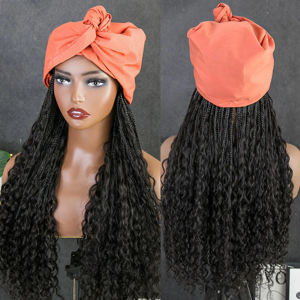 💥Flash Sale | Grab & Go Braids Band Wig Boho Style with Human Hair Curls