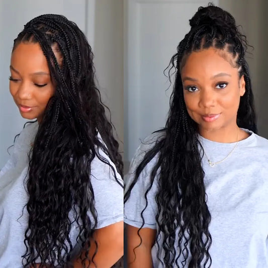 Crochet Mermaid Braids with Loose Wave Human Hair Curls