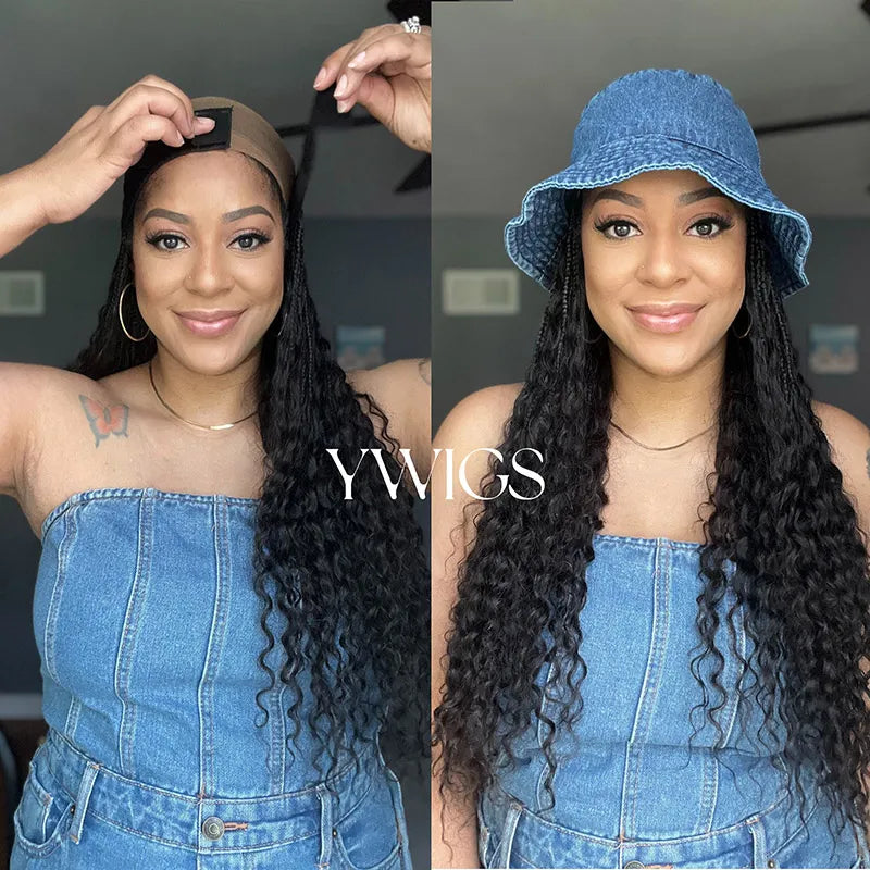 Grab & Go Boho Band Braids with Human Hair Curls 