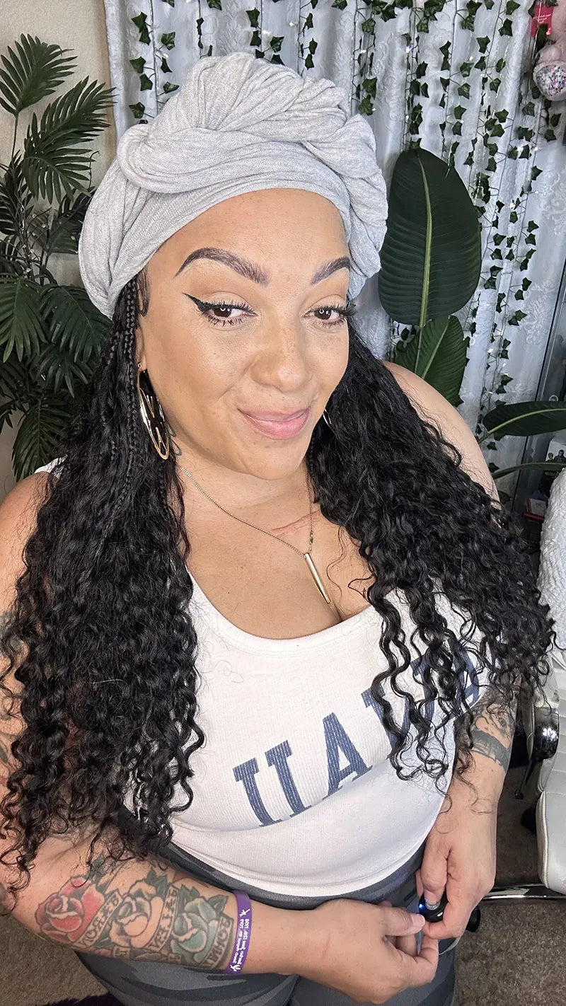 💥Flash Sale | Grab & Go Braids Band Wig Boho Style with Human Hair Curls