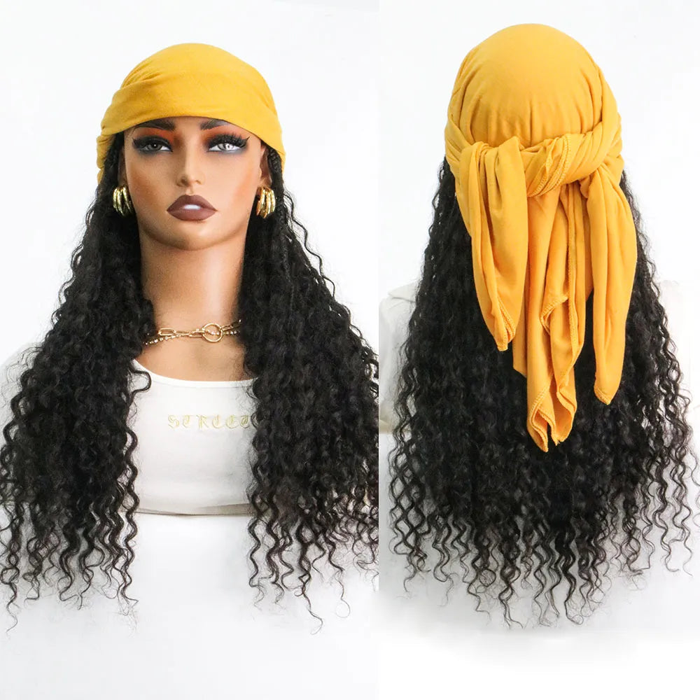 Grab & Go Braids Band Boho Style with Human Hair Curls