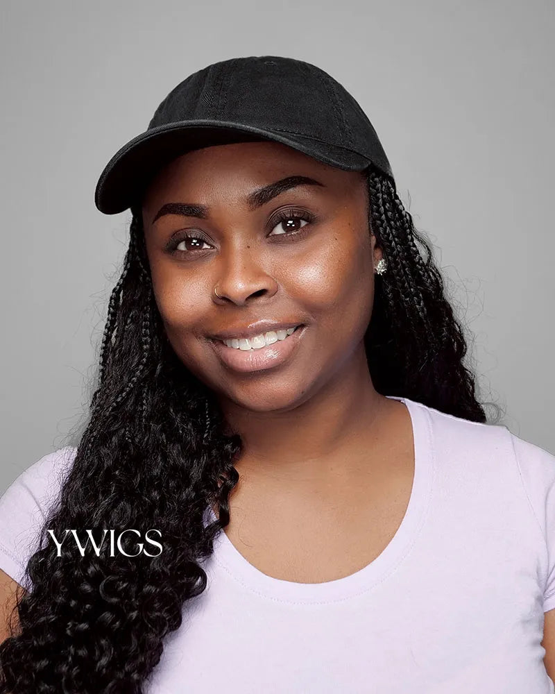 Grab & Go Braids Cap Wig Boho Style with Human Hair Curls