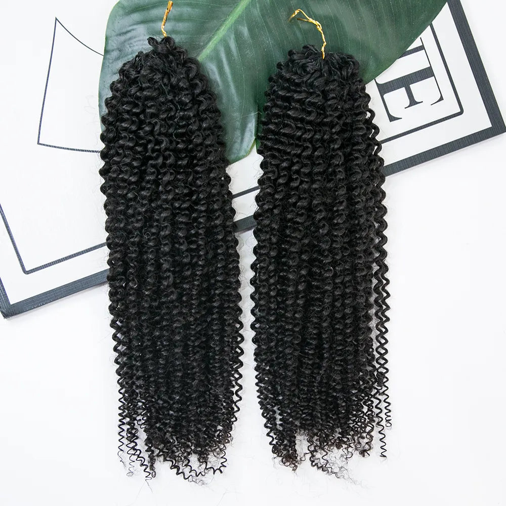 Knotless Pre-Separated Crochet Hair Extensions Human Hair Afro Kinky Curly  (2 Bundles Per Pack)