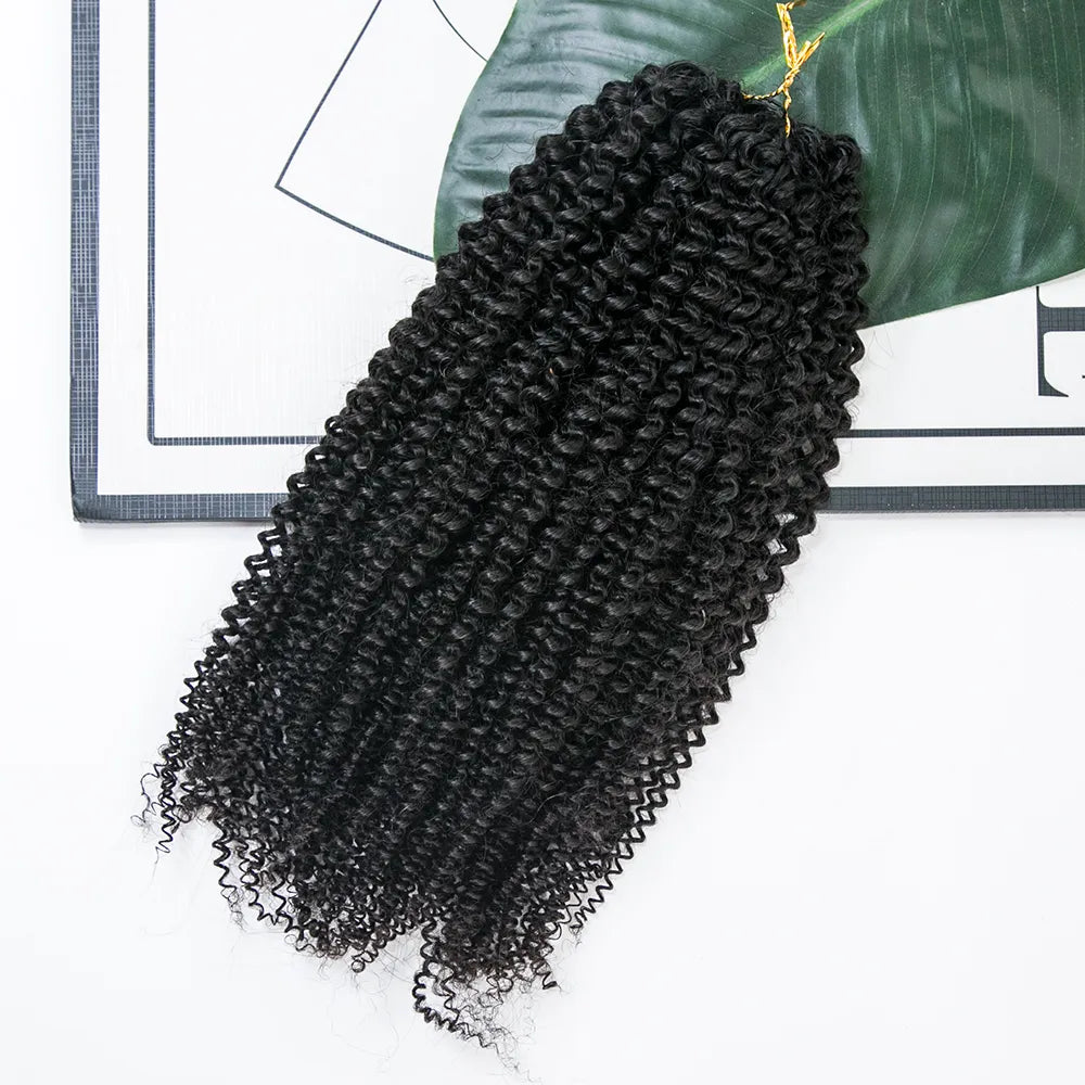 Knotless Pre-Separated Crochet Hair Extensions Human Hair Afro Kinky Curly  (2 Bundles Per Pack)