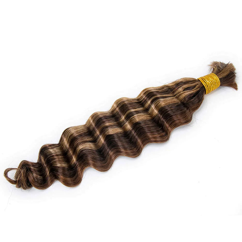 #4/#27/#30 Mix Color Blend Loose Deep Wave Bulk Human Braiding Hair