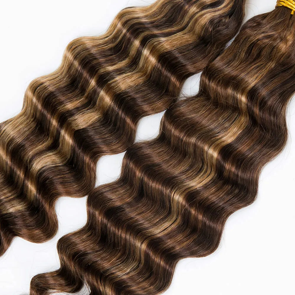 #4/#27/#30 Mix Color Blend Loose Deep Wave Bulk Human Braiding Hair