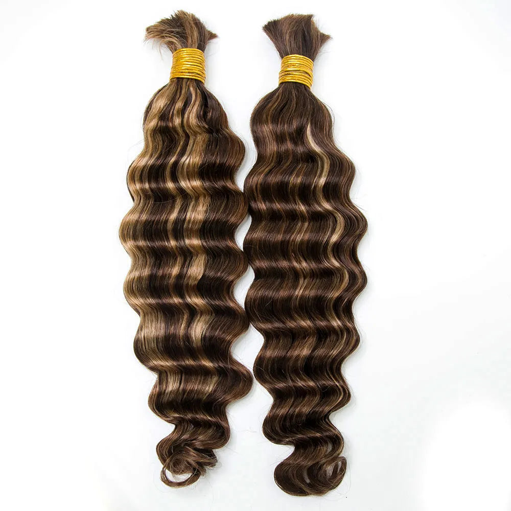 #4/#27/#30 Mix Color Blend Loose Deep Wave Bulk Human Braiding Hair