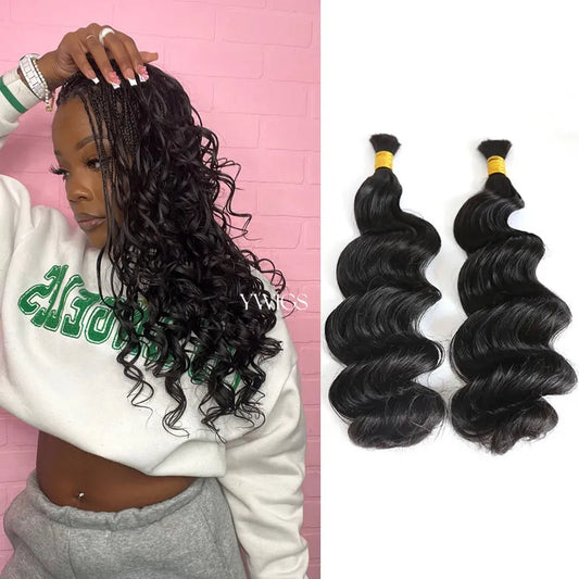 Double Drawn Burmese Loose Wave Human Braiding Hair