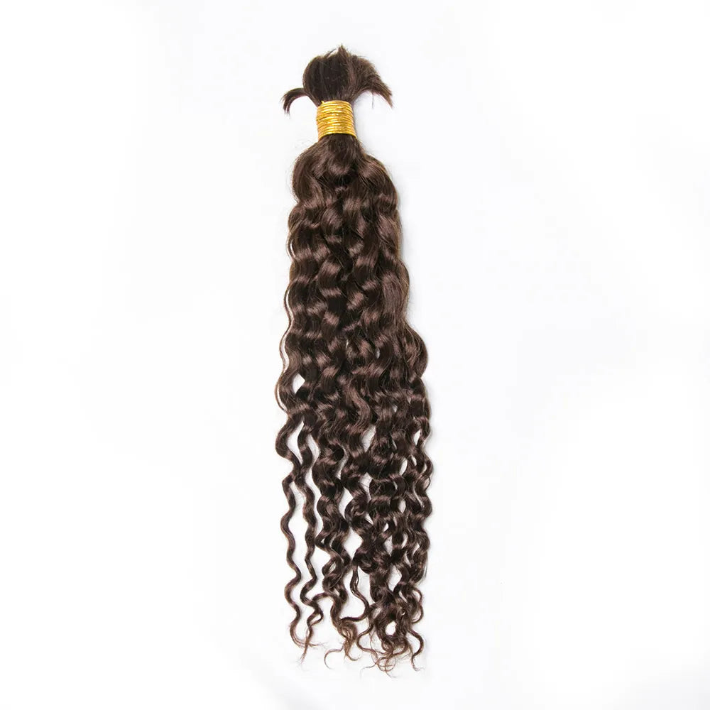 #4 Medium Brown Water Wave Bulk Hair Extensions for Braiding