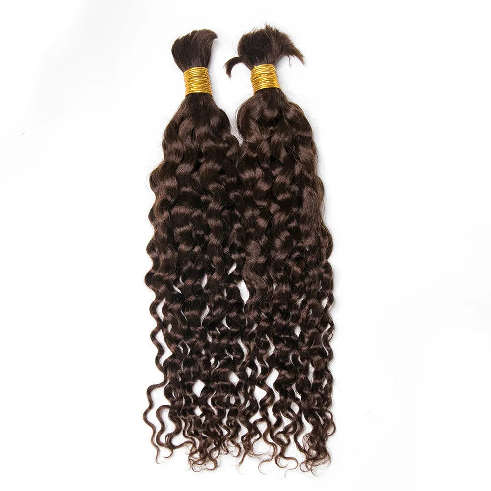 #4 Medium Brown Water Wave Bulk Hair Extensions for Braiding