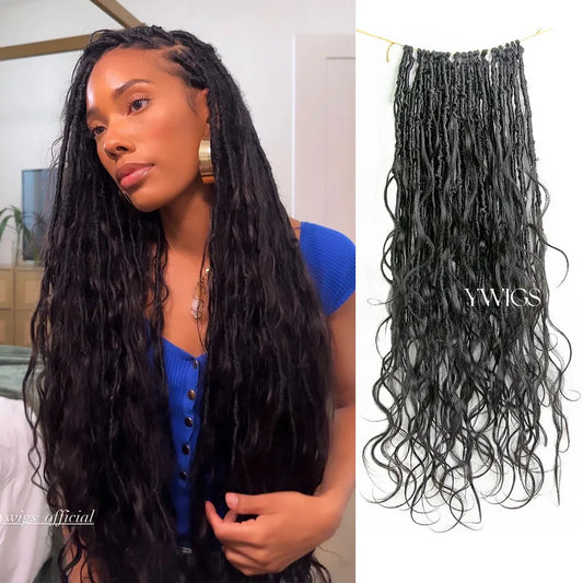 Pre-looped Crochet Boho Locs with Virgin Body Wave Curls Ywigs