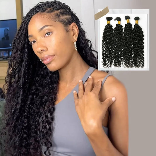 Half Braids Half Sew-In Combo Deal Water Wave Natural Color