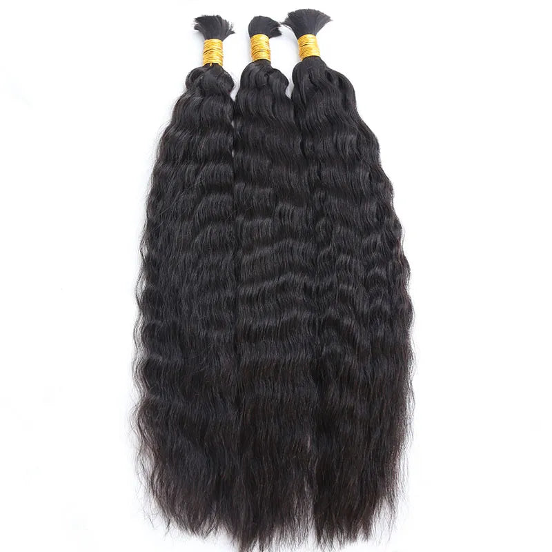 Niawigs Brazilian Human Hair Bulk for Braiding Wet and Wavy 100 Percent  Human Braiding Hair No Weft Bundles for Crochet Hair Natural Black (16  Inch