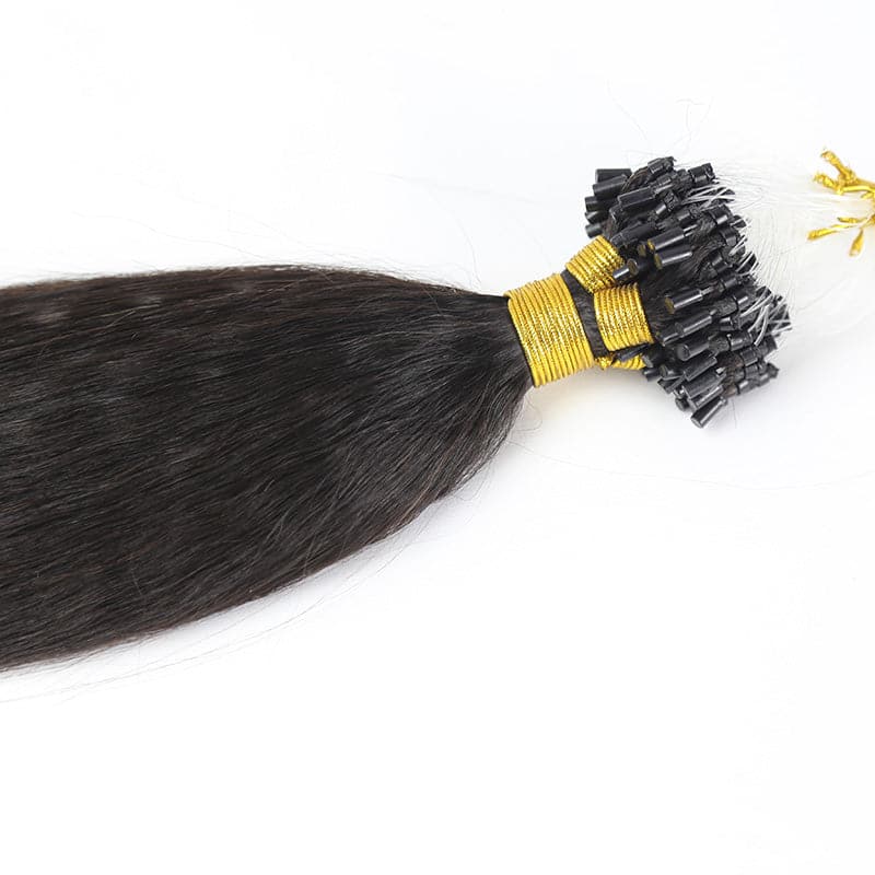 Ywigs Natural Color Light Yaki Micro Loop Hair Extension, 18(100strands/90g) / 4 in 1 Microlink Tool Kit