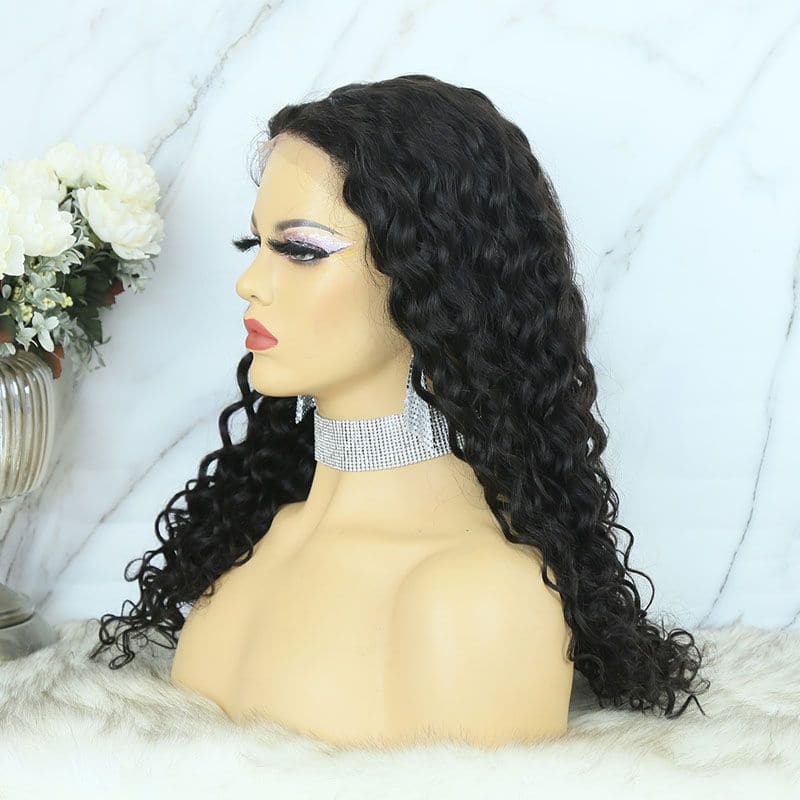 Transparent Lace Middle Part Loose Wave Human 13x6 T Closure Wig right